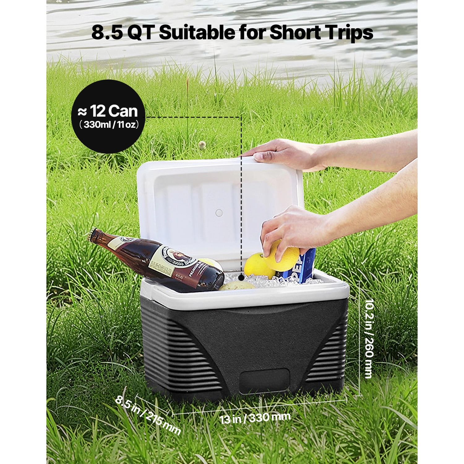 KFFKFF 8.5 QT Ultra-Light Hard-Sided Ice Chest Cooler Hard Chest Cooler Portable Cooler, Fits 12 Cans