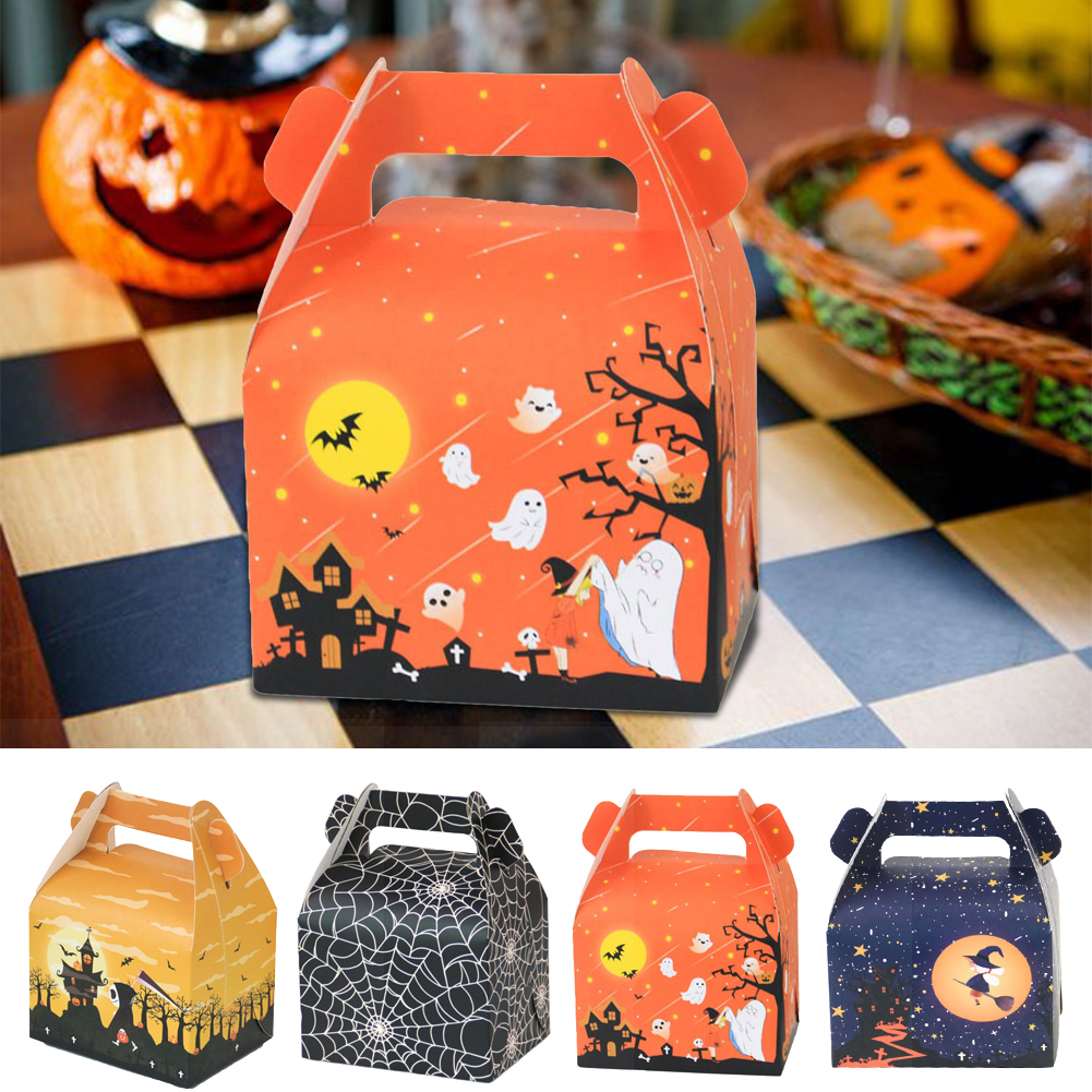 LINASHI 10 Pcs/Set Halloween Candy Boxes Halloween House Cardboard