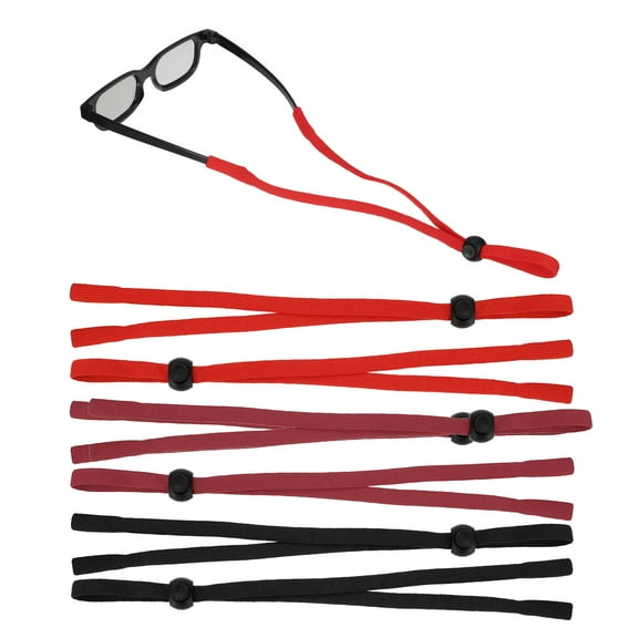 Glasses Strap, 6Pcs Adjustable Sports Eyeglass Strap Sunglasses Holder Elastic Sunglasses Eyewear Retainer for Men Women, Black/Red/Dark Red