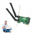 thumbnail image 2 of Wireless Wifi Network Card Mini PCI-E To PCI-E 1x Desktop G2R4 Antennas 2 + B4M9, 2 of 9