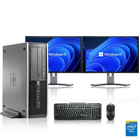 HP 8200 Desktop Computer with Windows 11 Home, 8GB RAM, 1TB HDD, 19" Dual Monitor, USB Mouse & Keyboard - Used PC