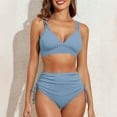 thumbnail image 3 of Women's Bikini Set Solid Color Two Piece Swimsuit with Removable Bra Pads No Underwire for Beach Swimming Vacation,Sky Blue,L, 3 of 8