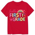 thumbnail image 3 of Bysome Tees for Girls Back to School Letter Rainbow Print Short Sleeve Crew Neck Shirts Summer First Day of School Smooth Girl Tops Size 1-2 Years Red, 3 of 3