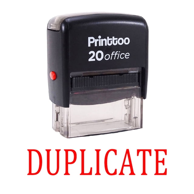 Printtoo DUPLICATE Self Inking Rubber Stamp Office Stationary Custom Stamp-Red