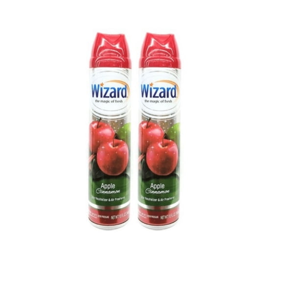 2 Pack Wizard Odor-Eliminating Apple Cinnamon Air Freshener Spray 10 oz. Bundle Deal