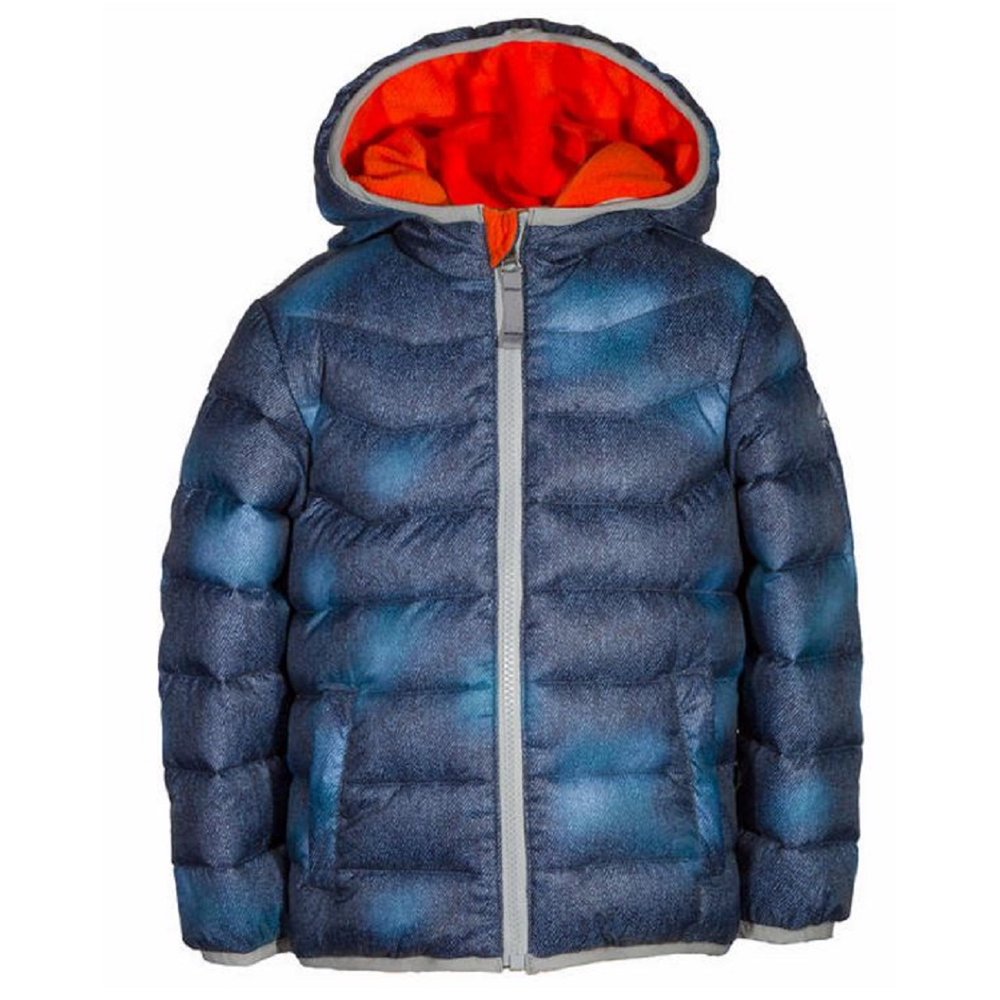 Snozu Boy's UltraClean Down Full Zip Hooded Jacket (Denim Print, 3T