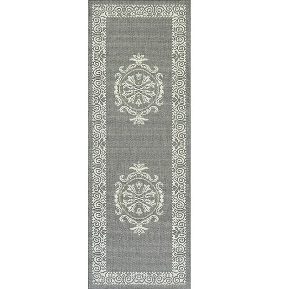 Couristan Recife Antique Medallion Area Rug, 2'3" x 11'9" Runner, Grey-White