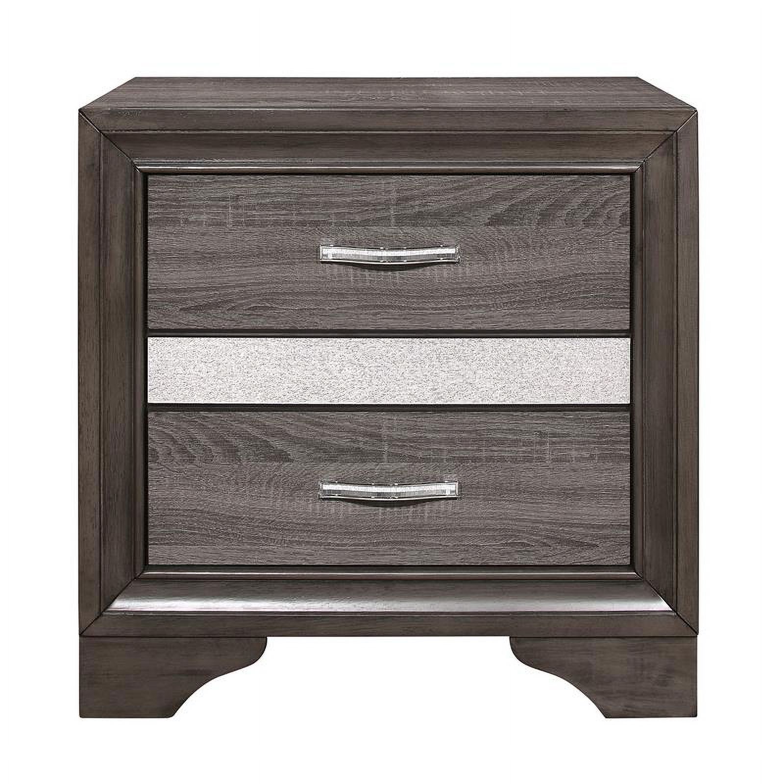 Lexicon Luster 3-Drawers Contemporary Wood Nightstand in Gray and Silver Glitter