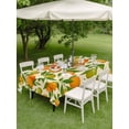 thumbnail image 4 of Outdoor Tablecloths with Umbrella Hole & Zipper, Green Orange Rectangle Tablecloth 60x120 Inch, Summer Botanical Leaves Watercolor Waterproof Table Cloth, Patio/Pool/Picnic Table Covers, 4 of 8