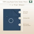 thumbnail image 3 of Cotton Full Flat Sheet Only Deep Blue, 1pc 100% Long Staple Cotton Flat Bed Sheet Luxurious Sateen Weave 400 Thread Count Hotel Quality Top Sheets With 4 Inch Hem By Pizuna, 3 of 6