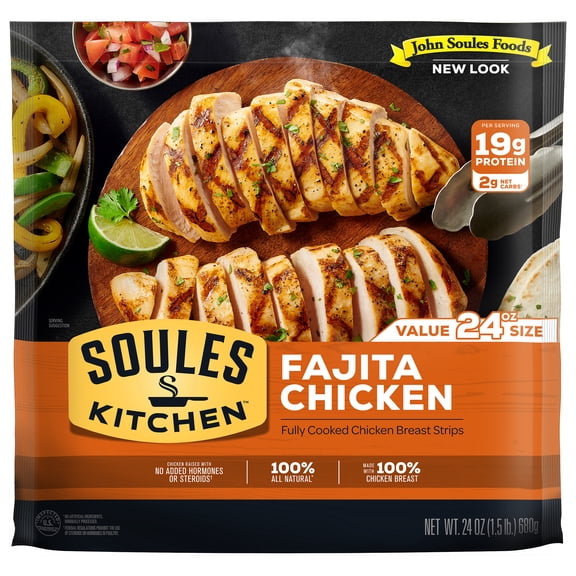 John Soules Foods Fully Cooked Fajita Chicken Strips 24 oz Bag