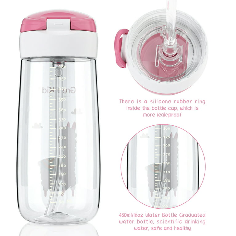  ROISDIYI Kids Water Bottle with Straw Spill Proof Toddler Water  Bottles for School 16 OZ 3 Pack, Ideal for Travel and Activities, Easy  Clean and Dishwasher Safe Press The Button