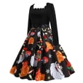 thumbnail image 2 of Robe Vintage Rockabilly Patchwork pour Femmes, Robe de Fête de Noël avec Nœud, 2 of 7