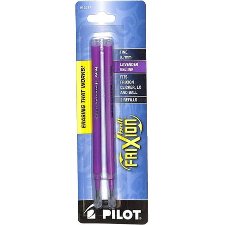 Pilot 15517 Frixion Fine Point Lavender Gel Ink Refills, Pack of 2