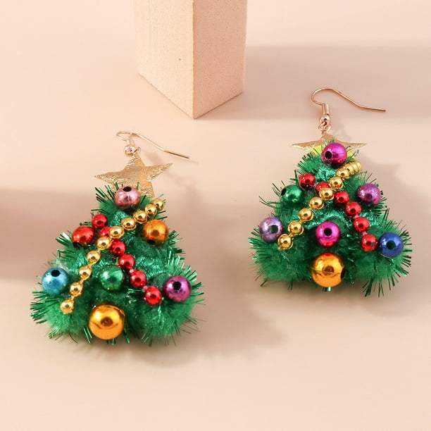 yievot 2022 Christmas Tree Earrings Creative Diy Earrings 