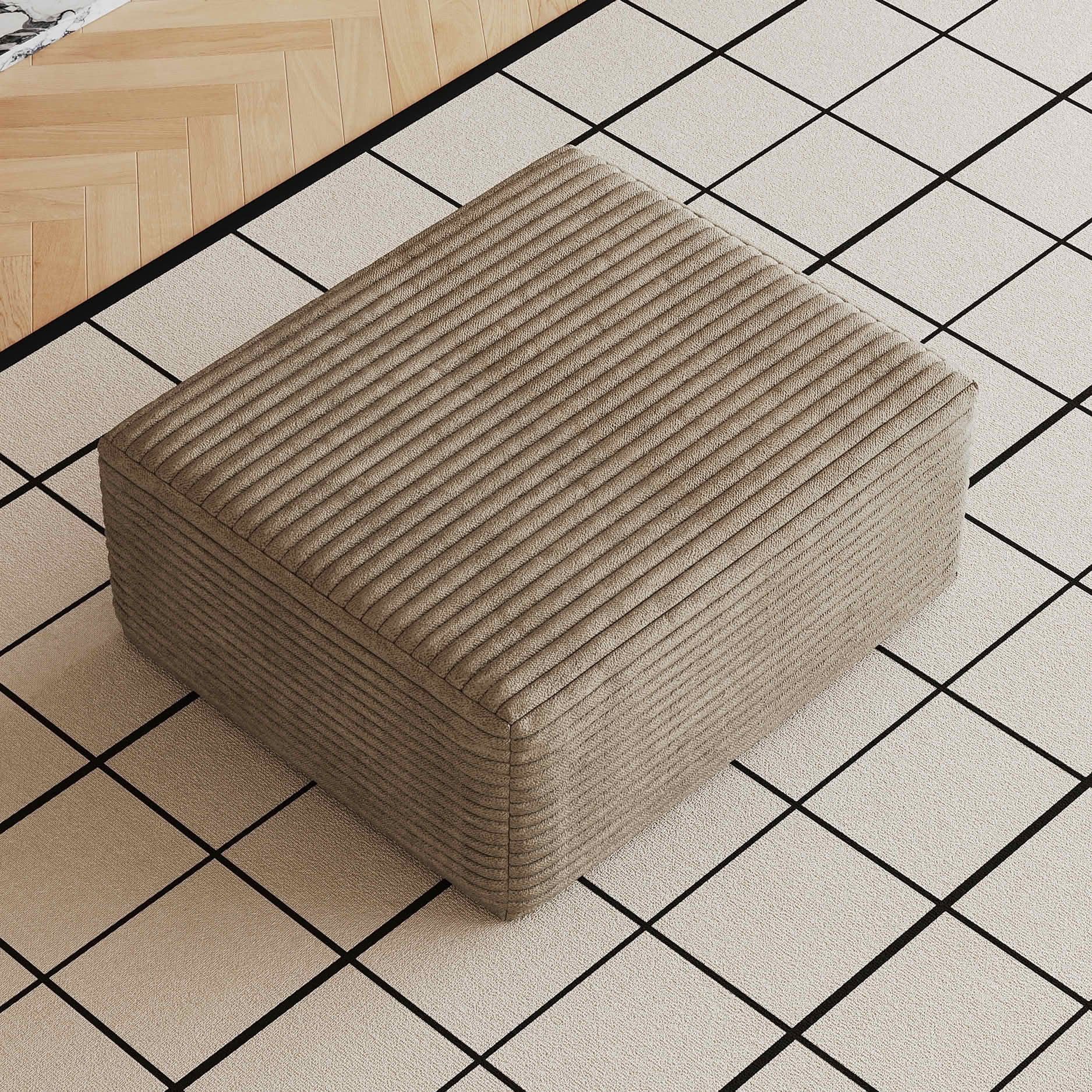 MAYEERTY Cloud Sofa Ottoman, Plush Fabric Upholstered Footrest, No Assembly Required for Living Room Leisure Area