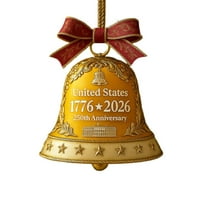 United States 250th Anniversary Bell Ornament, Honoring U.S. 250th Anniversary 1776-2026 Bell Ornament with Commemorative Detailing for Collectors and Patriotic(Red,1pc)