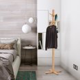 thumbnail image 4 of Coat Rack, Oxkers Coat Rack Stand Wood, Super Easy Assembly, Free Standing Coat Rack with 3 Tiers, 12 Hooks and 4 Stable Feet, Coat Hanger Stand for Home Office Hall Entryway, 4 of 14