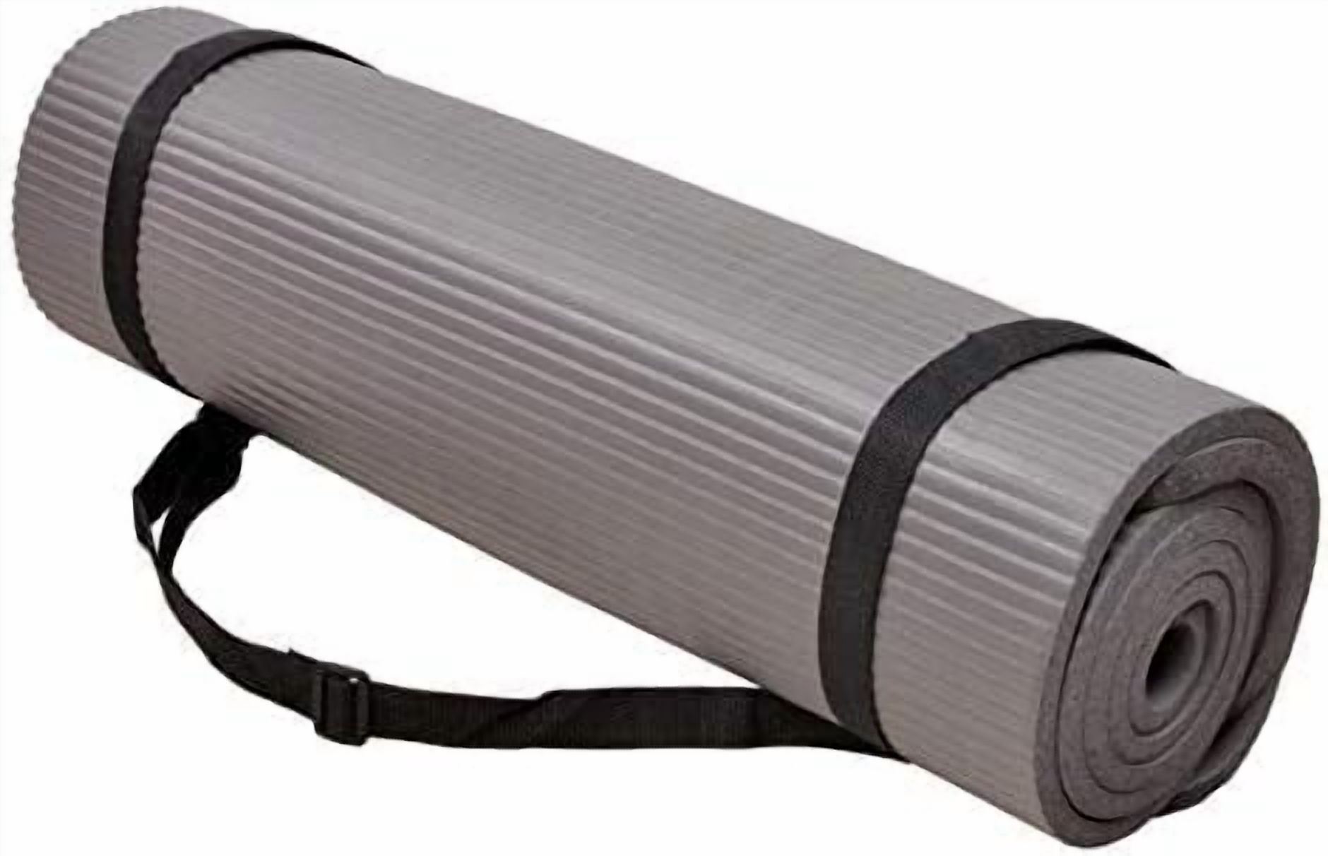 All Purpose 1/2-Inch Extra Thick High Density Anti-Tear Exercise Yoga Mat and Knee Pad with Carrying Strap, Multiple Colors Gray