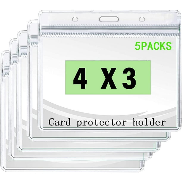 Clear ID Badge Holders Card Protector PVC 4 X 3 in Horizontal ID Card