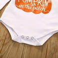 thumbnail image 2 of StylesILove Infant Baby Girls Cutest Pumpkin in The Patch Long Sleeve Romper, Pants and Headband 3pcs Set Halloween Thanksgiving Outfit (12 Months), 2 of 8