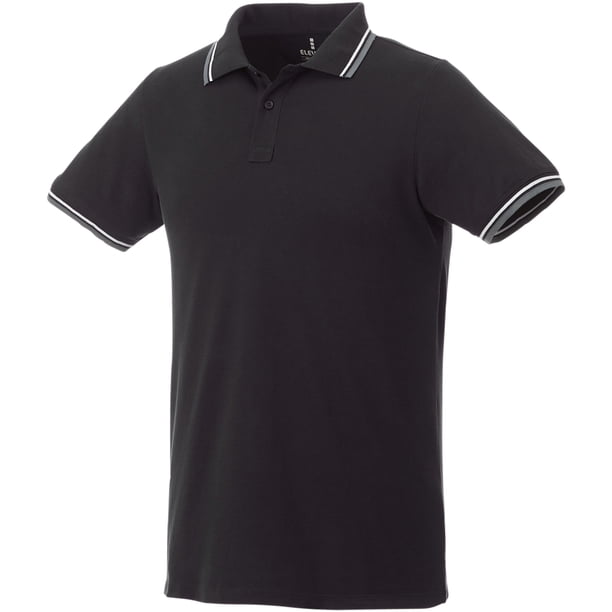 Elevate - Polo con ribete Fairfield para hombre caballero (Negro/Gris Jaspeado/Blanco)