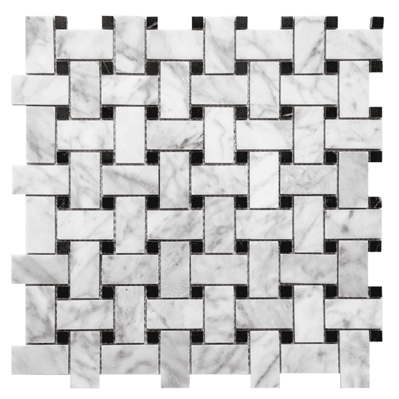 The Tile Life Santorini Basketweave Nero Marble Mosaic Tile - 12 x 12 in. - Polished - 1-Piece - Floor, Wall & Backsplash