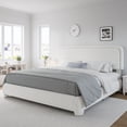 thumbnail image 2 of VIPLOV King Size Boucle Bed Frame, Cloud Upholstered Platform Bed with Height Adjustable Headboard & Soft Rounded Corners, No Noise Free, Easy Assembly,White, 2 of 8
