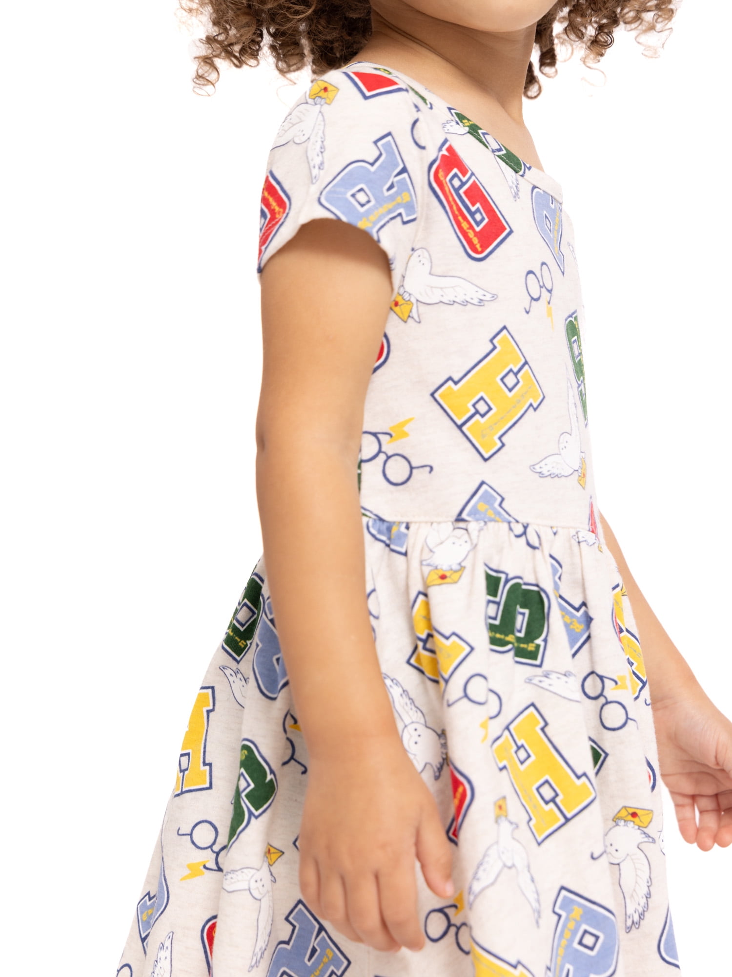 Harry Potter Toddler Girl Allover Print Dress with Short Sleeves, Sizes 12M-5T