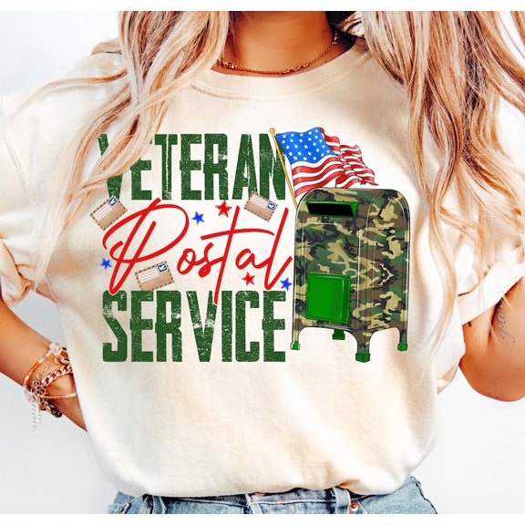 Veteran Postal Service T-Shirt, Military Camo Mailbox Shirt, Patriotic Army Mail Carrier Top, Support Our Troops and Postal Workers Shirt