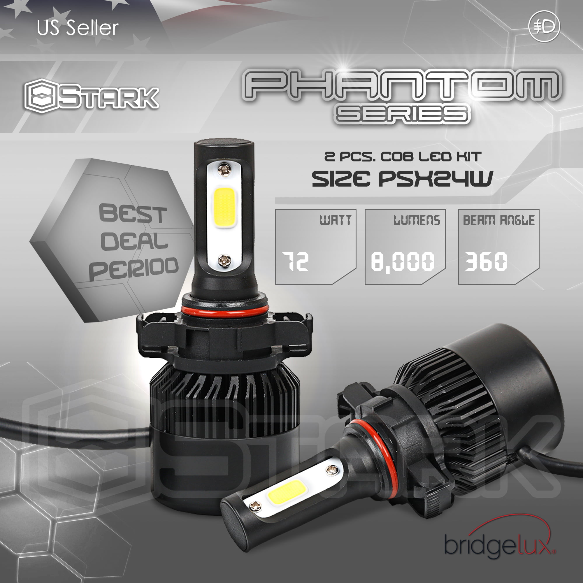 1*CREE H4 LED Headlight COB 72W 8000LM High Low Beam Bulb White Lamp 6000K-6500K 