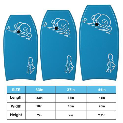 YOOHO Bodyboard 33 inch/37 inch/41 inch Super Lightweight Premium Body Board with Coiled Wrist Leash HDPE Slick Bottom for Beach Ocean Sea River Pool Perfect Surfing for Kids Teens and Adults 