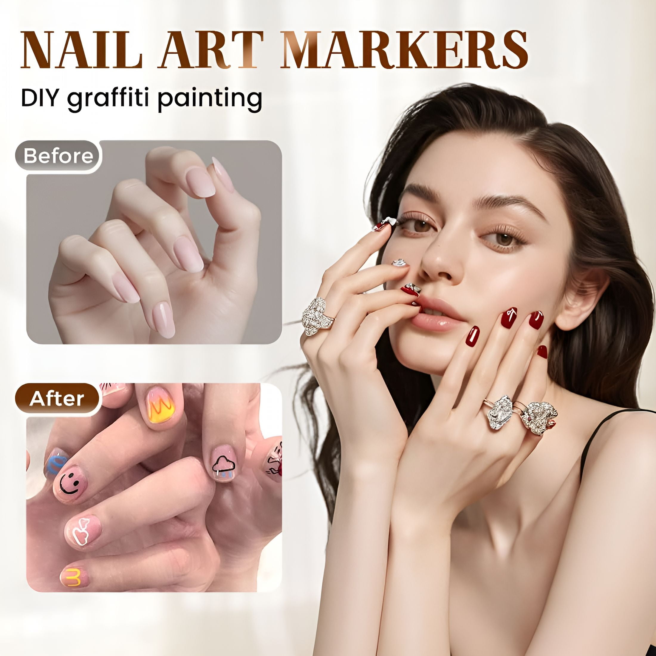 CCOCC Nail Art Markers for Gel Nails 12 Colors Nail Art Pens Set,Diy Nail Art Marker Drawing Painting Liner Pen for Home Salon,Quickly Dry Nail Art Nail Diy Decoration(12 Colors)