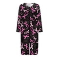 thumbnail image 3 of Yuyamidu Pink Ribbon Women's Long Robes with Front Zipper Soft Crewneck Bathrobes Long Sleeve Robes Zippered Housecoat Size 3XL, Breast Cancer Awareness Sleepwear Nightgown, 3 of 7