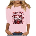 thumbnail image 1 of Staron Liquidation Chemises de la Saint-Valentin pour Femmes Col Rond Manches 3/4 Blouses Cadeaux de la Saint-Valentin pour Elle Cœur de la Saint-Valentin Chemises Décontractées, 1 of 4
