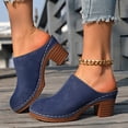 thumbnail image 2 of Modisza Womens Mules Pumps Summer Closed Toe Slip on Sandals Chunky Block Heel Backless Slide Shoes with Arch Support Blue 7.5, 2 of 6
