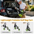 thumbnail image 2 of 3 Wheel Golf Push Cart, Foldable Golf Bag Cart with Ball Loading Aperture, Scorecard Board, Water Bottle Holder, Foot Brake-Green White, 2 of 8