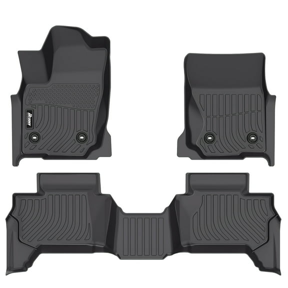 Ikon Motorsports 3D TPE Floor Mats, Compatible with 2025 Toyota 4Runner 5/7 Seats, All Weather Waterproof Non-Slip Floor Liners, Front & 2nd Row Full Set Interior Accessories, Black