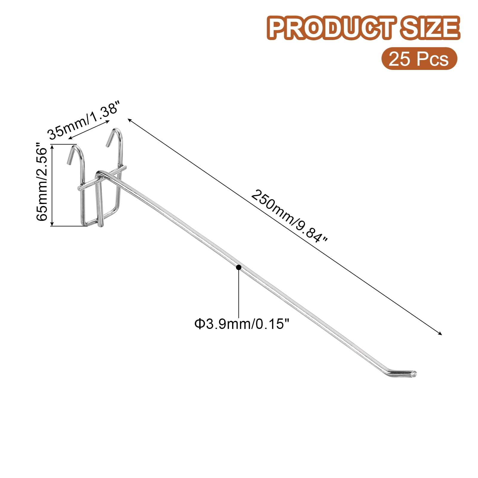 Uxcell 25Pack 9.84" Pegboard Hook Display Hook, Grid Wall Bracket Peg Board Display Hook