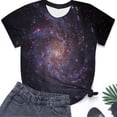 thumbnail image 2 of T-shirts pour Femmes Mode Col Rond Étoile Imprimé Brillant Manches Courtes Confortables et Élégants T-Shirts Femmes Gris Foncé TTTG, 2 of 4