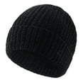 thumbnail image 2 of UTSJKR Winter Knitted Hat for Men and Women Couple Thickened and Warm Woolen Hat with Headband Cold Hat Casual Flipped Pullover Hat Black, 2 of 5