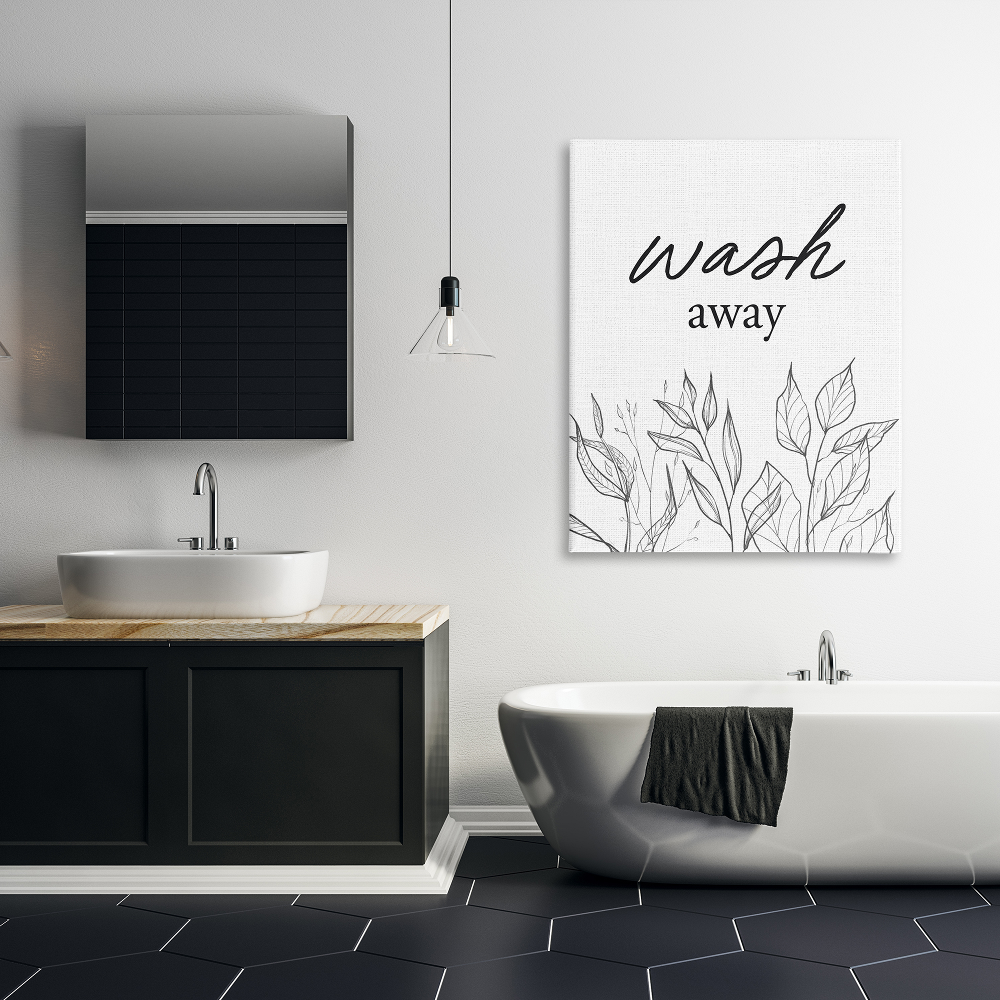 Minimalist Leaves Wash Away Canvas Wall Art, design by Lettered and Lined