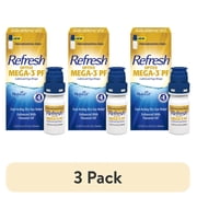 (3 pack) REFRESH OPTIVE MEGA-3® PF Lubricant Eye Drops Preservative-Free Artificial Tears, 0.33 fl oz (10mL)
