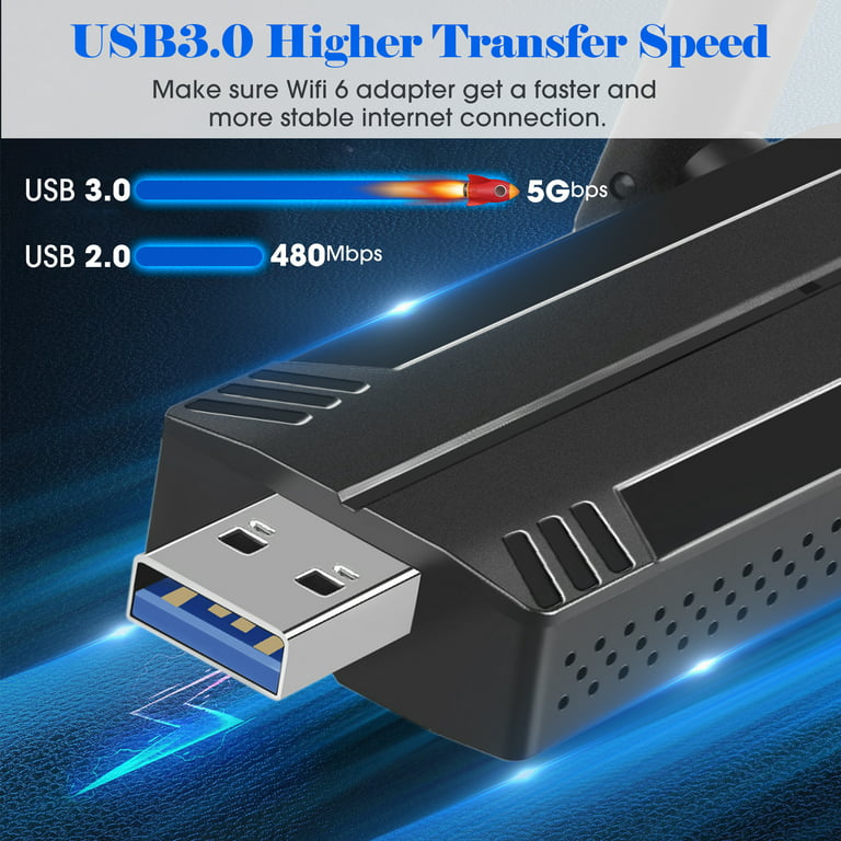  USB WiFi 6 Adapter for PC, AX1800 USB 3.0 WiFi Dongle