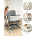 thumbnail image 3 of 4 in 1 Baby Bassinet Bedside Sleeper W/ Wheels,Storage Basket, Adjustable 7 Heights,Mosquito Net,Breathable Mesh Cradle for Infants Toddler,Grey, 3 of 7