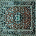 thumbnail image 1 of Ahgly Company Indoor Square Medallion Light Blue Traditional Area Rugs, 8' Square, 1 of 4