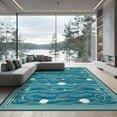 thumbnail image 2 of ODIKA 6'x9' Ultra-Soft Area Rug, Turtle Ocean Wave Beachy Border Entry Themed Teal Bathroom Nautical Flowing None Washable, Bare feet friendly, Silk-Touch for Guest Room, Bedroom, 2 of 7