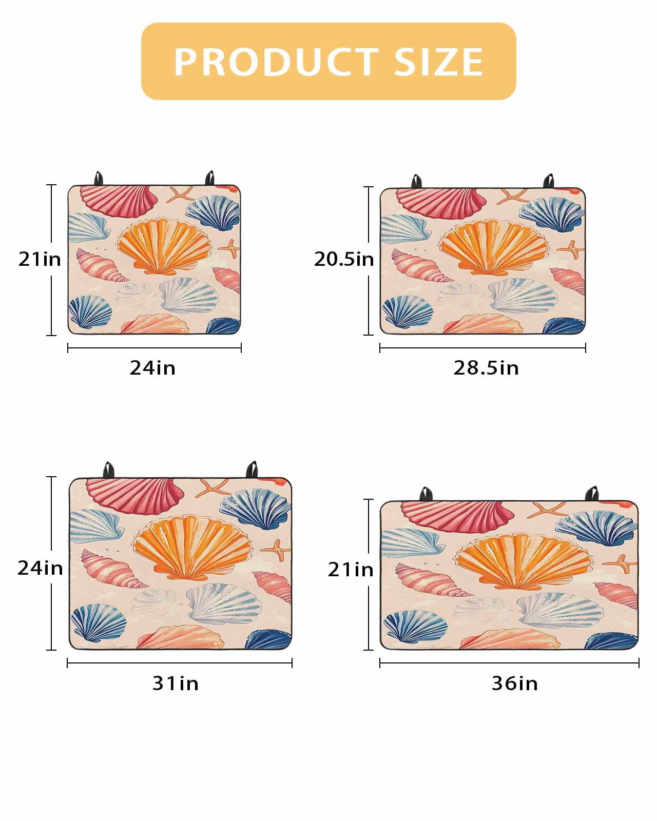 nqOlkjepod Large Induction Cooktop Protector Mat 24"x21", Orange Blue Pink Coastal Stove Top Covers for Electric Stove, Summer Nautical Shell Beach Stove Burner Cover Mats, Glass Top Stove Cover