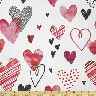 Ambesonne Vintage Valentine Fabric by The Yard, Romantic Beauty Repetitive  Pattern with Irregular Hearts, Stretch Knit Fabric for Clothing Sewing and