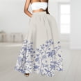 thumbnail image 3 of RYKJLWY Tiered Maxi Skirt Women Floral Print Skirt High Waist Party Beach Pocket Long Maxi Skirt Tiered Skirt Tiered Maxi Skirt (White,XL), 3 of 6